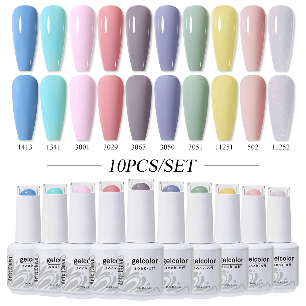 Arte Clavo 15Ml 10 Stuks Rode Kleur Gel Nagellak Set Semi-Permanente Uv-Led-Gelvernissen Weken Van Nagellak Nodig Basislaag