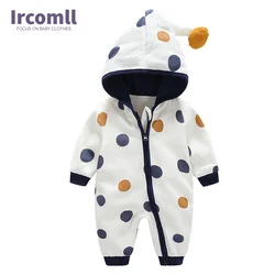 Newborn Baby Romper Kid Jumpsuit Hooded Infant  Outfit Clothes Long sleeve Polka Dot Baby Rompers Overalls of Toddler body suit