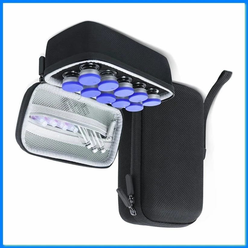 10 Slots Insulin Vial Protector Case, Insulin Vial Organizer Bag for Diabetics Standard 1ml 3ml 5ml and 10ml Vials-A75P