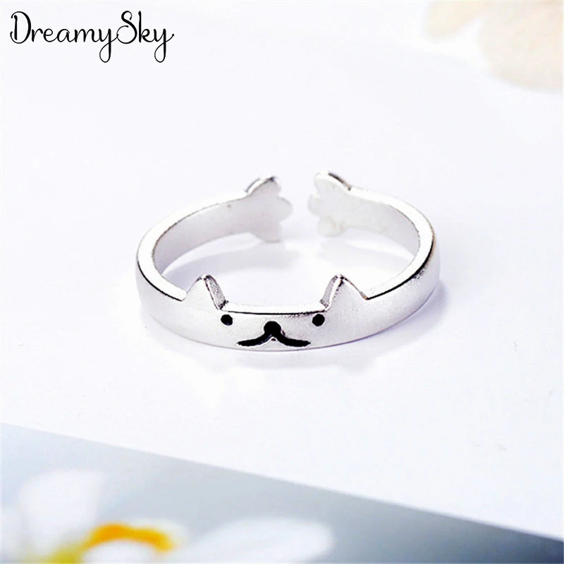 DreamySky Gothic Retro Cat Rings for Women Geometric Multi Knuckle Joint Finger Ring Personality Trendy Jewelry