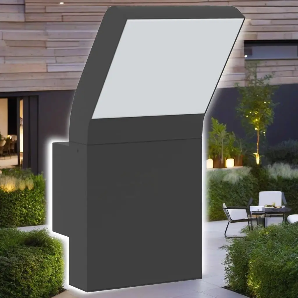 2pcs Black Die-Cast Aluminum Outdoor LED Wall Lights - Weatherproof, Energy-Efficient Lighting