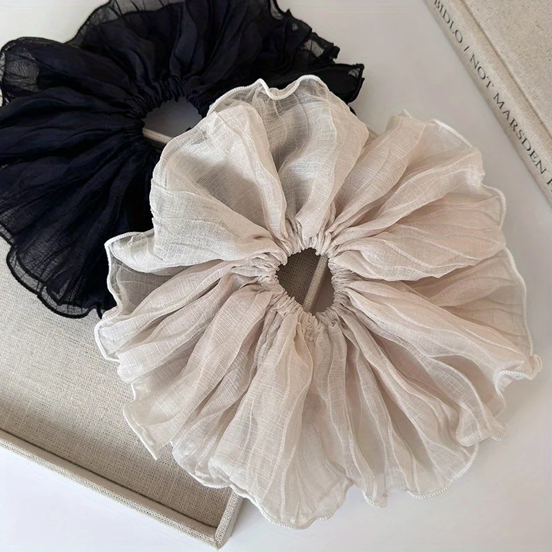 

French Elegance Crinkle Large Intestine Hair Circle New Korean Simple Extra Large Rubber Band Head Flower Hair Accessories