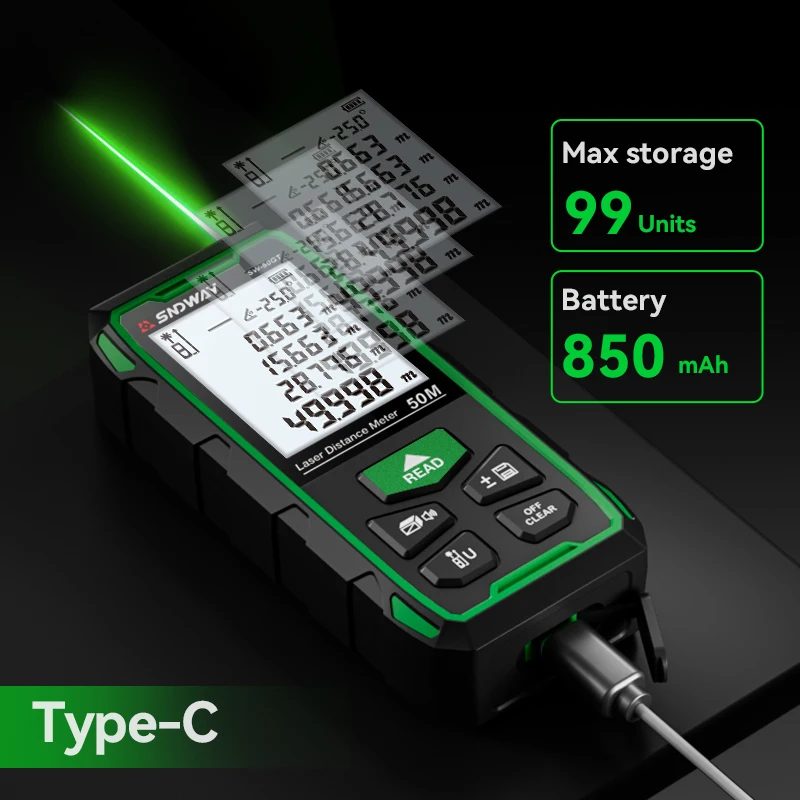 Sndway Sw-Gt Green Outdoor Rangefinder 50m Magnetic Force Oem Laser Distance Meter for Measuring Height