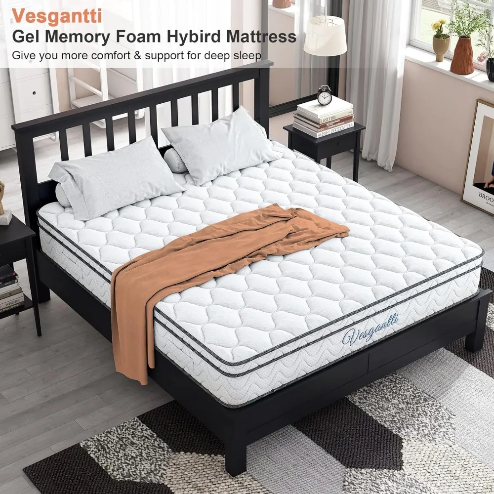 Matelas hybride avec mousse à mémoire de forme, matelas Queen, 10 po, ressort de poche, design ergonomique pour les instituts de pression