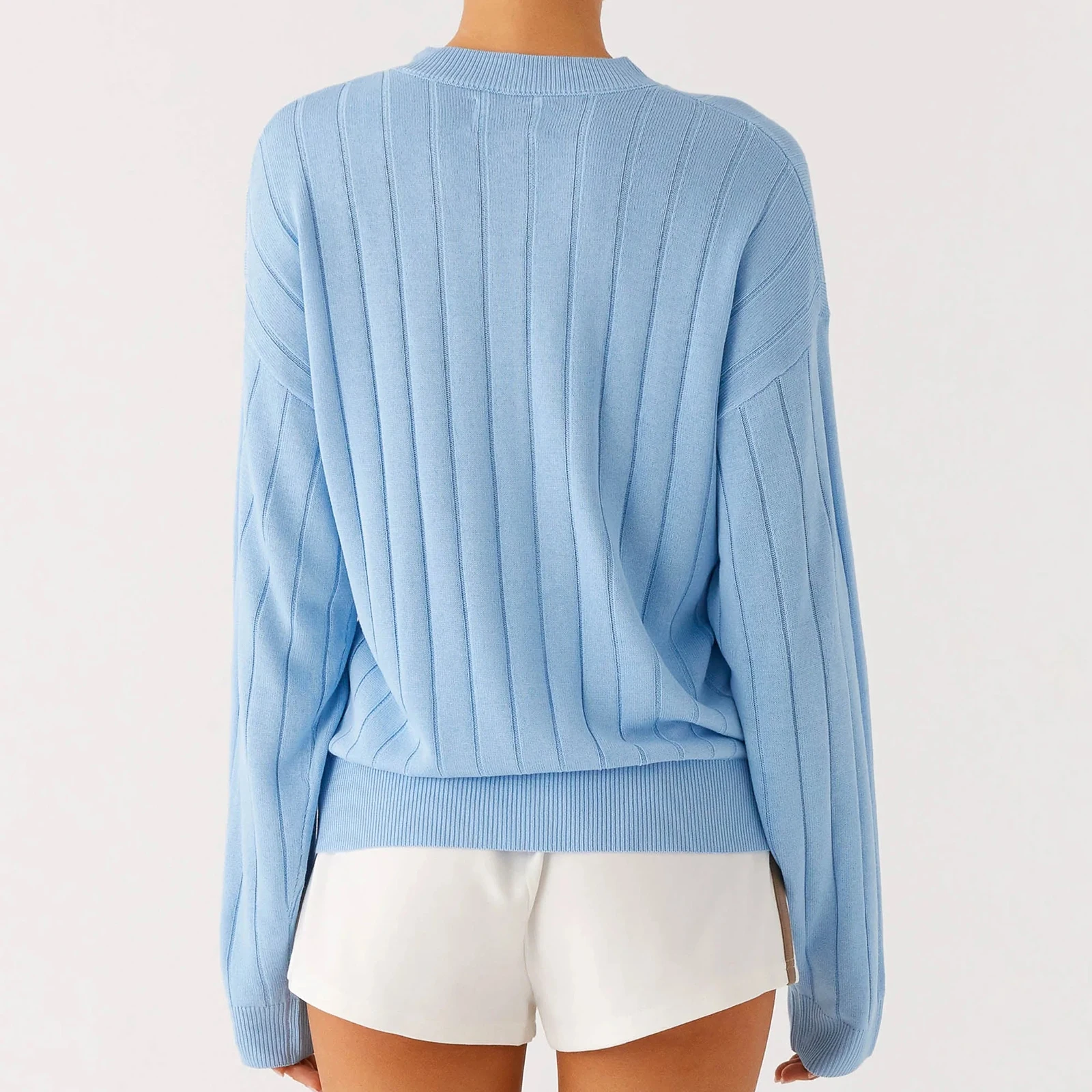 سترة نسائية أنيقة متماسكة بأكمام طويلة وأزرار للإغلاق، سترة كاجوال للخريف للاستخدام اليومي