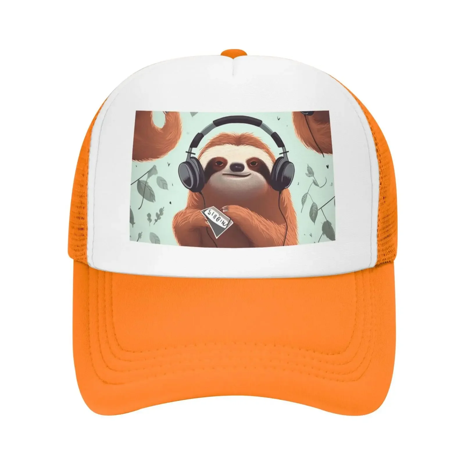 Trucker Hats Funny Cute Animal Sloth Music Printing Mesh Baseball Cap  Women With Adjustable Snap Back Strap