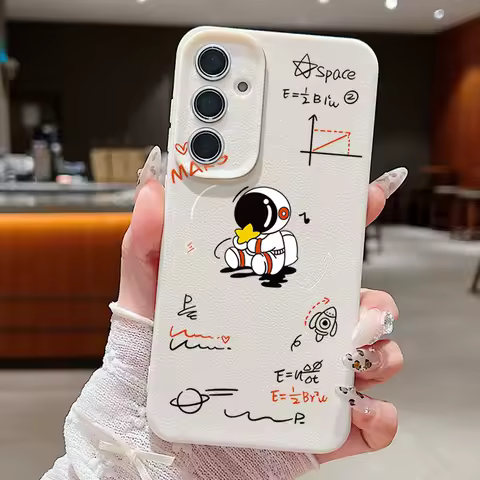 Cute Formula Astronaut Case For Samsung Galaxy S25 S24 Ultra S23 S22 Plus S21 FE A34 A54 A15 A25 A35 A55 A16 A26 A36 A56 5G Capa