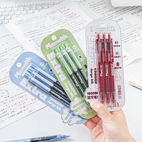 3pcs Luck Plan Gel Pen Set 0.5mm Ballpoint Transparent Four-Leaf Clover Barrel Large Ink Capacity Black & Red Writing F3026