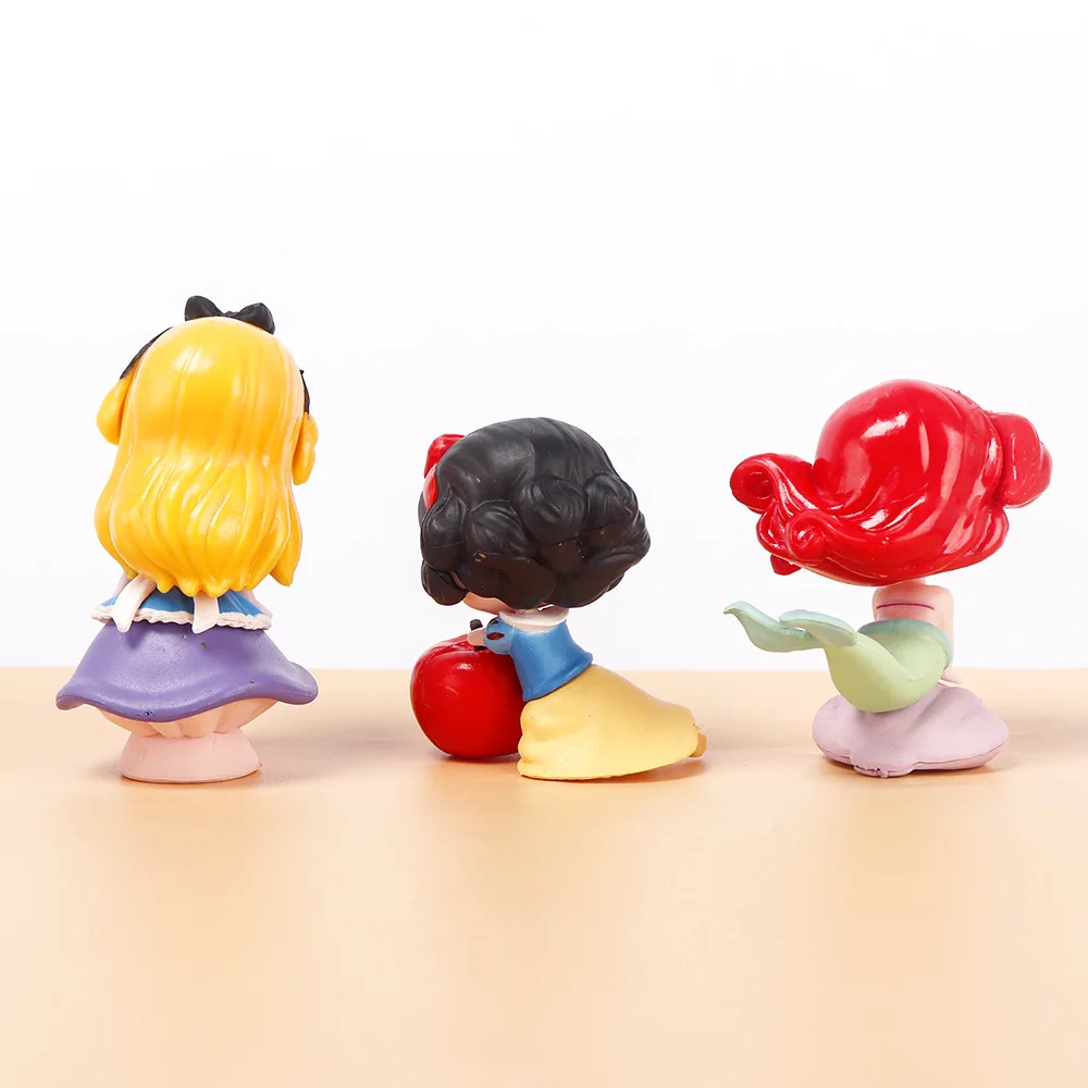 شخصية أكشن صغيرة من ديزني كاواي ، أبيض ثلجي ، حورية البحر أليس آريل ، ألعاب موديل هواية جميلة ، هدية تزيين كعكة الغرفة ، 6 ، 3 في كل مجموعة