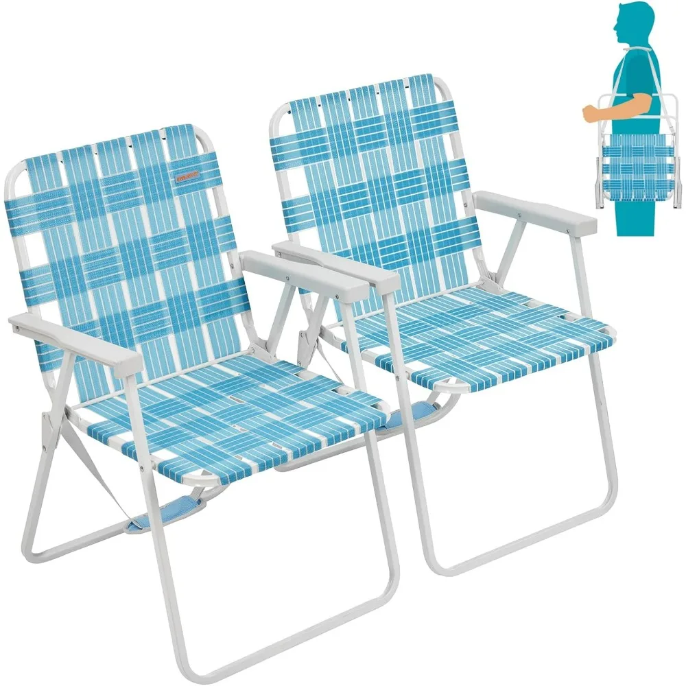 

Folding Webbed Lawn Beach Chair - Heavy Duty Portable Outdoor Chair with Hard Armrest,Beach Chairs