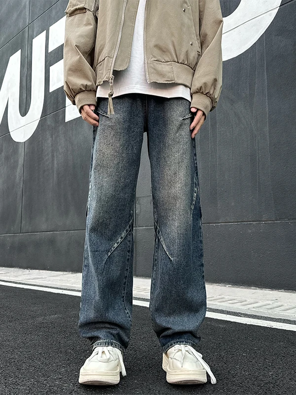 

Мужские джинсы в стиле ретро в стиле пэчворк, весна-лето, новые модные брендовые прямые повседневные длинные брюки большого размера