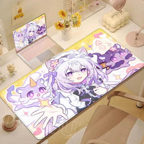 Imagen 1 del producto Alfombrilla de ratón Castorice con impresión HD, alfombrilla de goma antideslizante para ordenador portátil, alfombrilla de ratón Honkai Star Rail, alfombrilla bonita para chica, alfombrilla de escritorio de Anime con mariposa púrpura