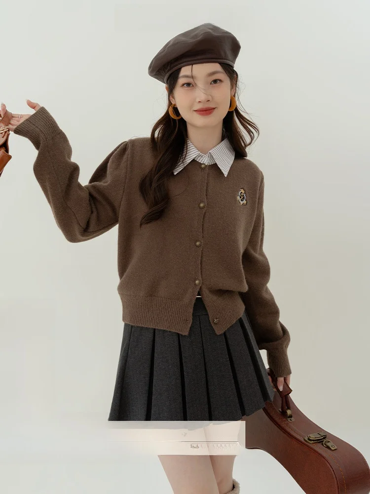 

Loveheynew Ne Knitted Sweater Cardigan Women's Base Layer Top Autumn Winter College Sle Long Sve Polyester Blend