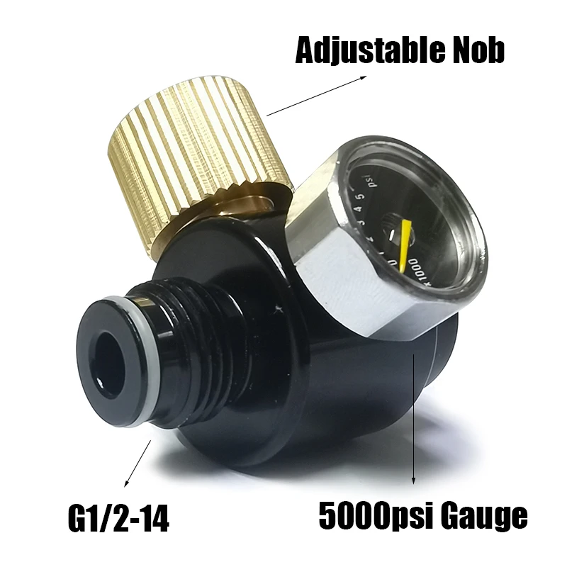 HPA Compressed Air Tank Cylinder Regulator Adjustable Output 0-2800psi(0-195bar) Pin Valve 300bar 5/8\