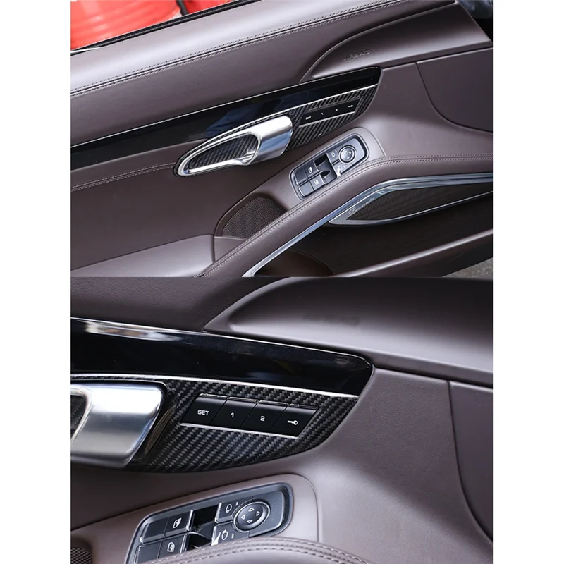 

Firmly For Porsche 911 718 2012-2018 Dry Carbon Fiber Inner Door Handle Bowl Cover Trim Sticker Decoration Car Replacement