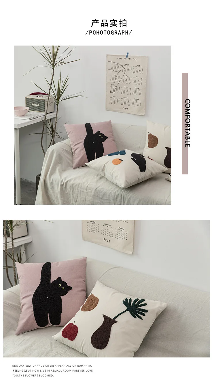 Ins Katze Kissen Dreidimensionale Stickerei Dekorative Kissenbezug Sofa Hause Und Dekoration Kissen Wohnzimmer Kissenbezug – Detail 3