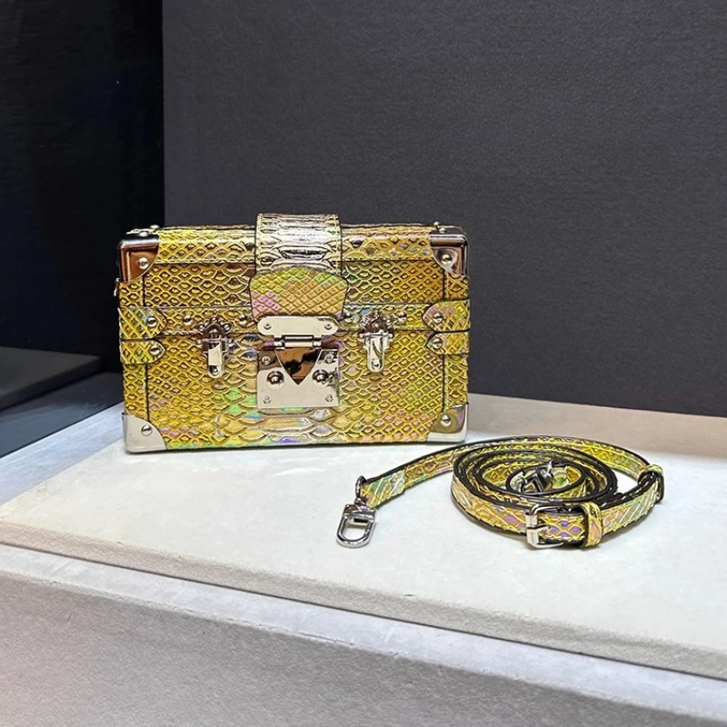 Luxus Marke Leder Mode Krokodil Muster Box Schulter Umhängetasche Abendessen Taschen für Frauen Bolso Marca Lujo – Detail 3