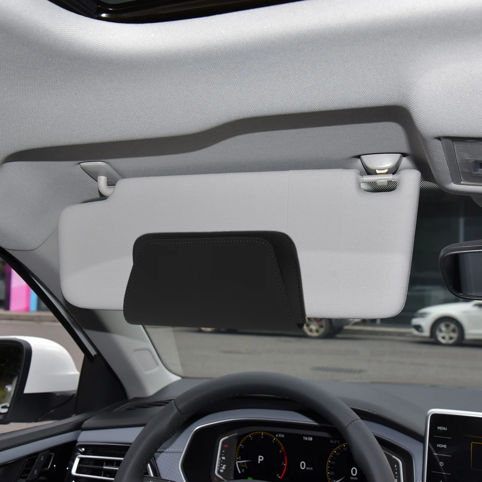 

Car Sunglasses Holder Visor Clip Fake Eyeglass Case Auto Organizer Travel Sunglasses Holder for Car Interior Black