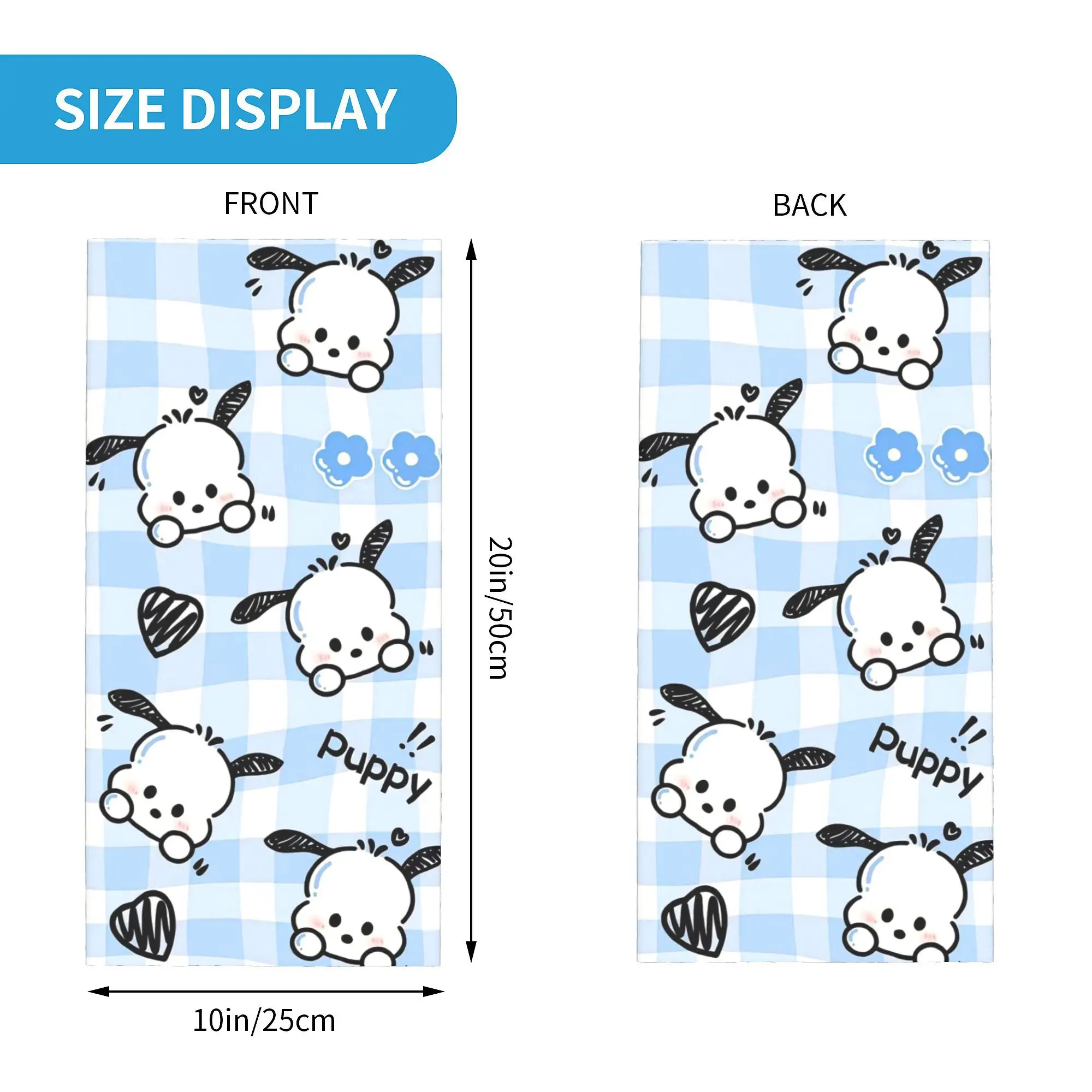 Custom Cute Dog Pochacco Pattern Bandana Neck Warmer Men Women Winter Hiking Ski Scarf Gaiter Face Cover