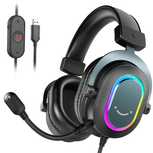 Imagen 1 del producto Fifine-auriculares dinámicos RGB para videojuegos, cascos supraaurales con micrófono, sonido envolvente 7,1, PC, PS4, PS5, 3 opciones EQ, juego, película, música