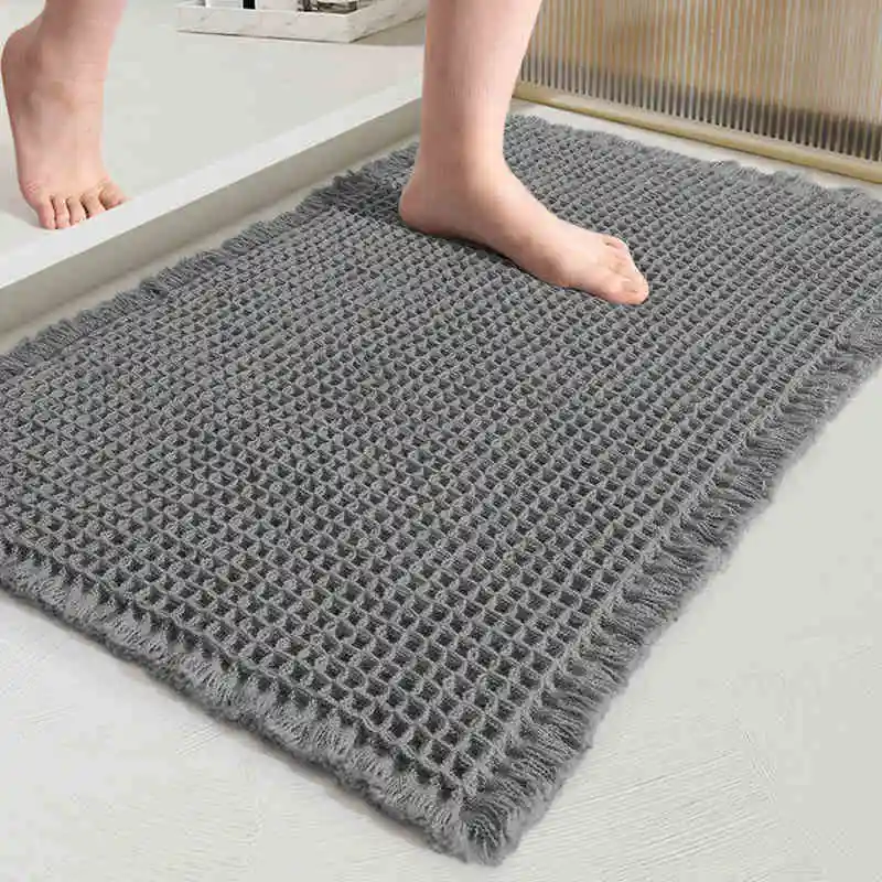 

1PC Waffle Solid Color Bath Mat Washable Bathroom Rugs Anti-Slip Super Absorbent Soft Shower Mat for Bathroom,Tub and Shower