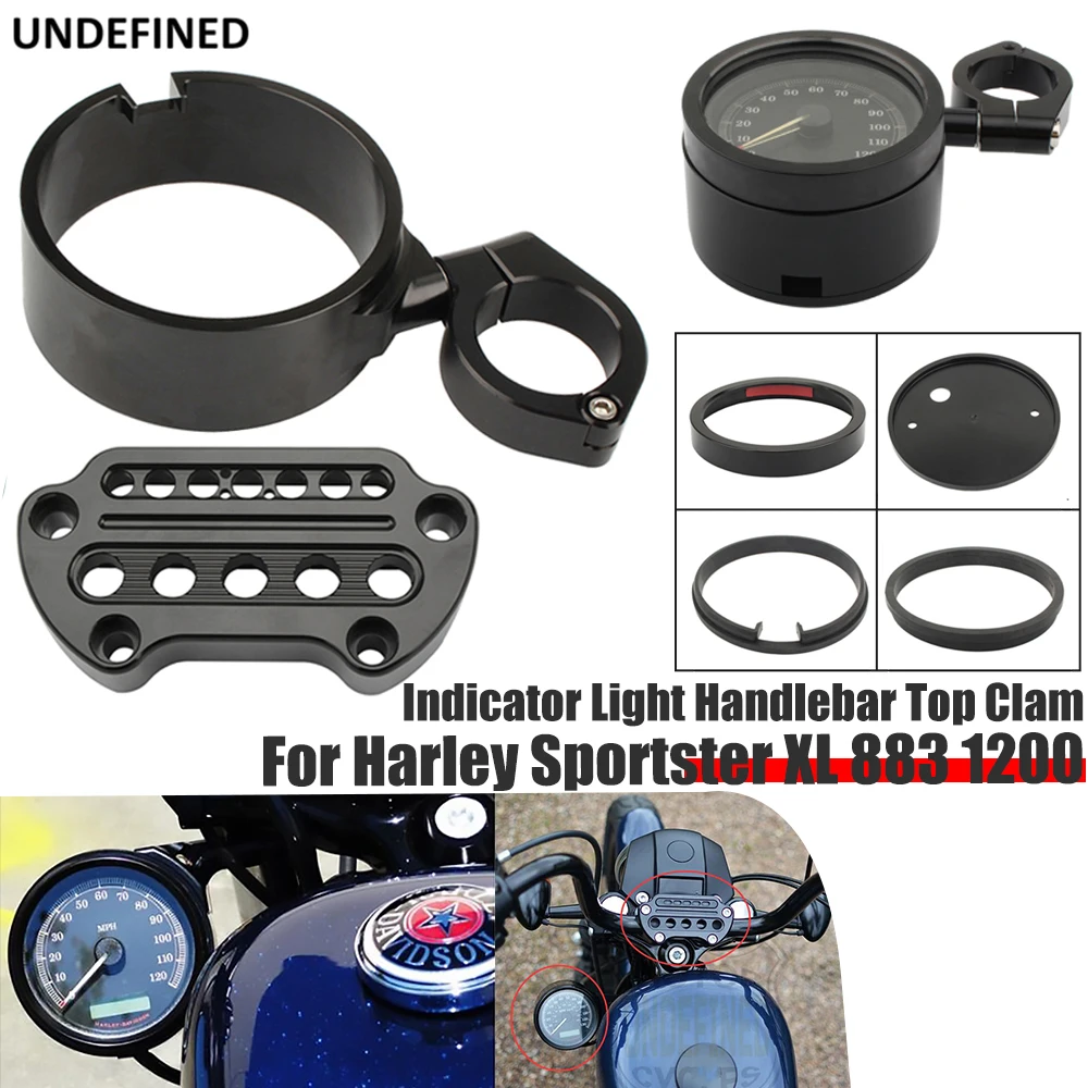 Motorcycle Speedometer Side Mount Relocation Cover W/ Indicator Handlebar Top Clamps for Harley Sportster 883 1200 XL 1995-2015