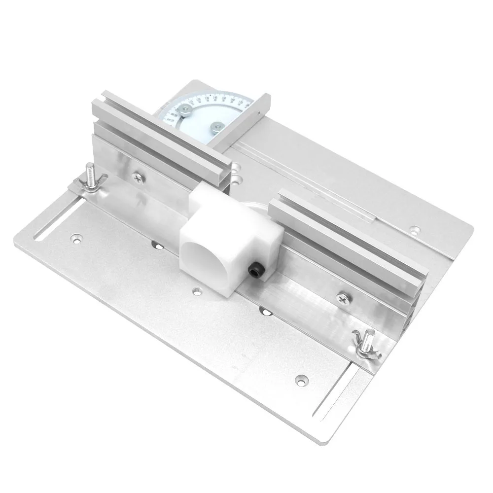 Scheda di inserti da tavolo per router in alluminio, scheda ribaltabile per router da banco per la lavorazione del legno con binario di guida angolato, staffa scorrevole per recinzione in alluminio