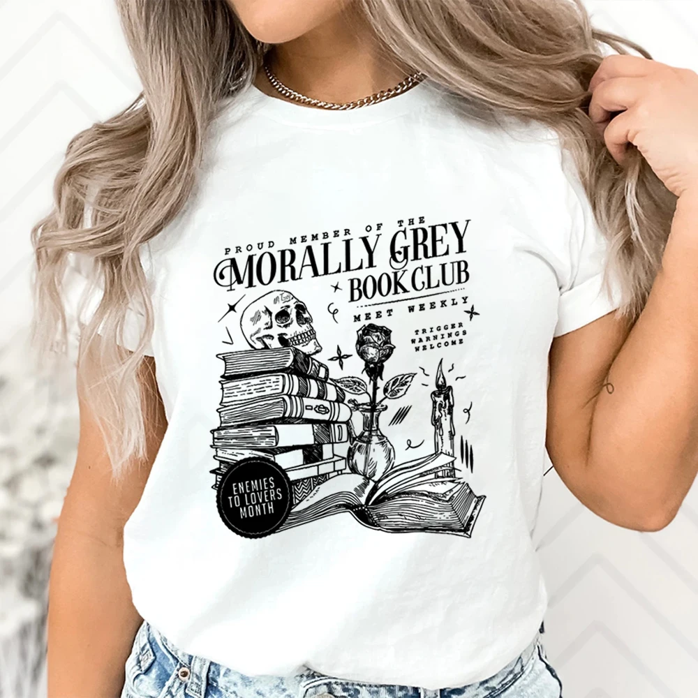 Morally Grey Book Club TShirt Dark Romance Shirts Spooky Season Tee Bookish Top Vintage Bookish Shirt for Book Lover Gift Y2Ktop