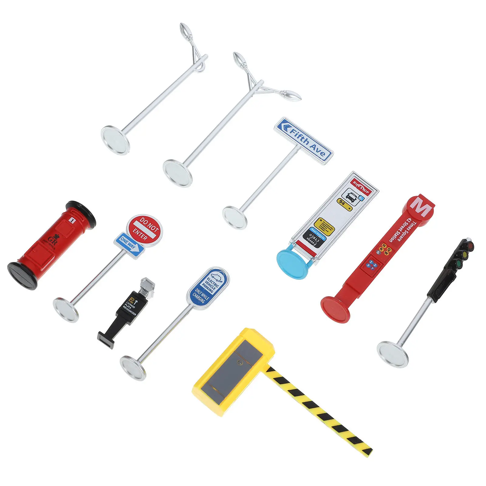 1Set Creative Traffic Sign Plastic Simulation Street Road Signs Plaything Kids Educational Traffic Indicator Miniature Signal