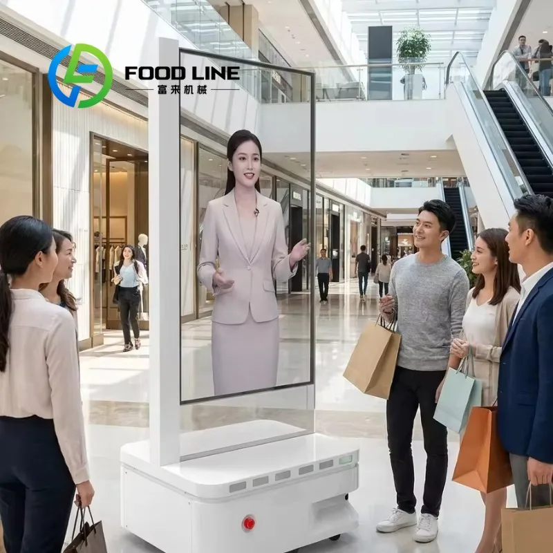 OLED Transparent Screen Advertising Robot Autonomous Navigation Mobile Self-Charging AI Advertisement Display Robot For Mall