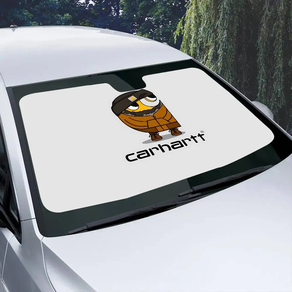 C-Carharttes LOGO Car Sun Shade Front Window Sunshade For Most Sedans SUV Blocks Max Uv Rays Keep Your Vehicle Cool