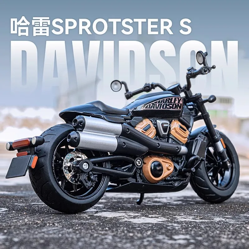 Harley Davidson Sportster S Custom Le Modèle en Alliage avec Lumière et Sonorité, Idéal pour les Amateurs de Moto et les Cadeaux Originaux