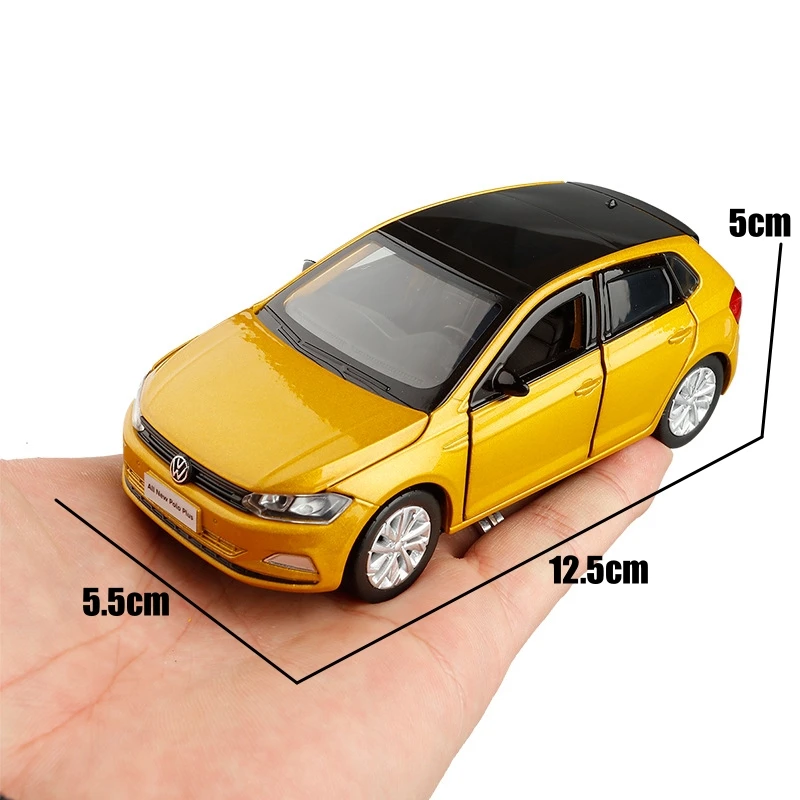 1/32 Volkswagen Polo Plus Sedan Toy Car Model Diecast Alloy Metal Miniature Sound & Light Collection Gift For Children Boys Kid