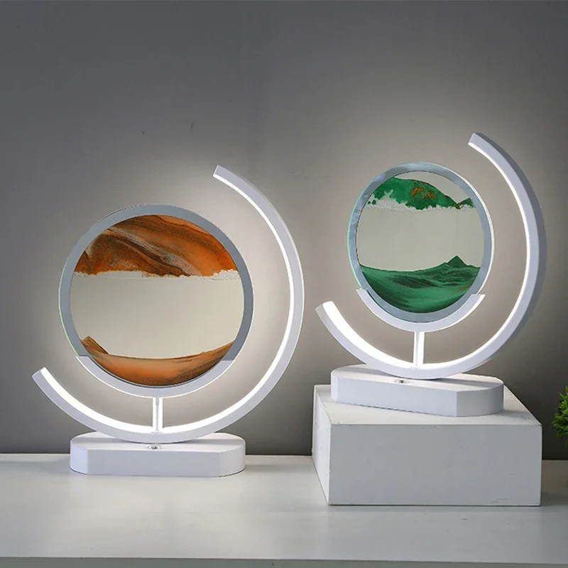 

LED sand landscape lights, mobile sand art night lights, hourglass lights 3D deep-sea display decoration Christmas gifts