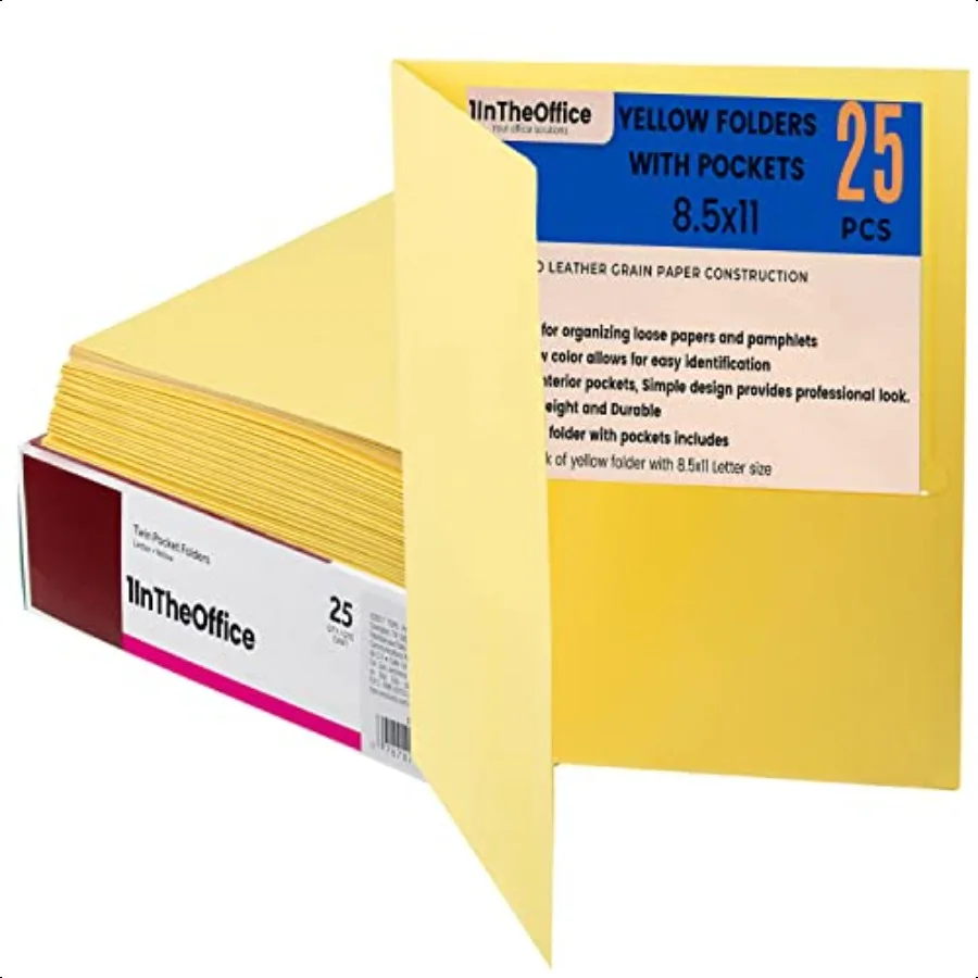

2 Pocket Folders Pocket File Folders Letter Size Yellow Pocket Folders 25 Pack