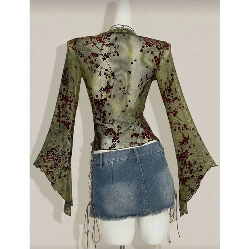 MEXZT Vintage Floral Mesh Shir - đánh giá và giá Sewing V