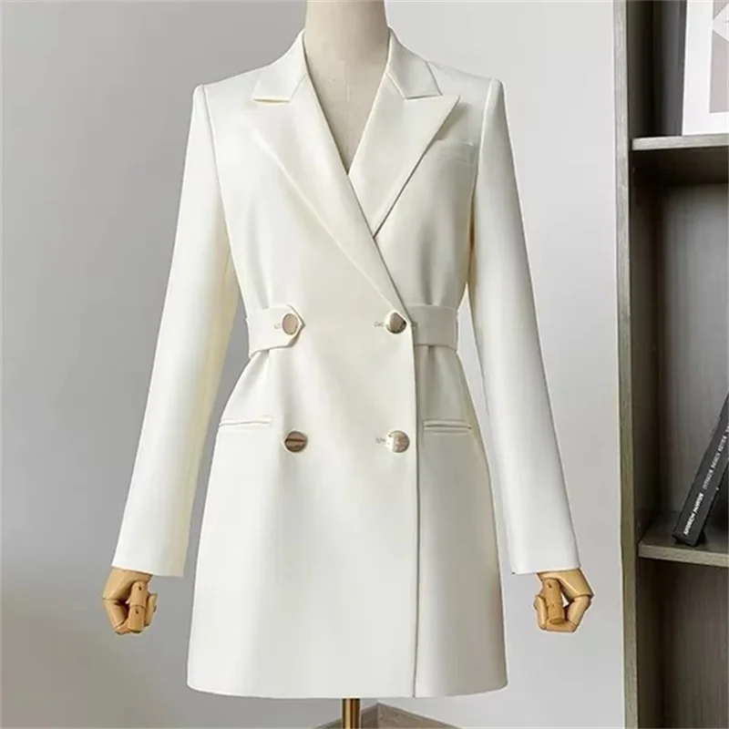 New Office Ladies Blazer Women Suit Jackets Mid Long Solid Autumn Jacket Coats Casual Outerwear Blazer Elegant Lady Chic Tops