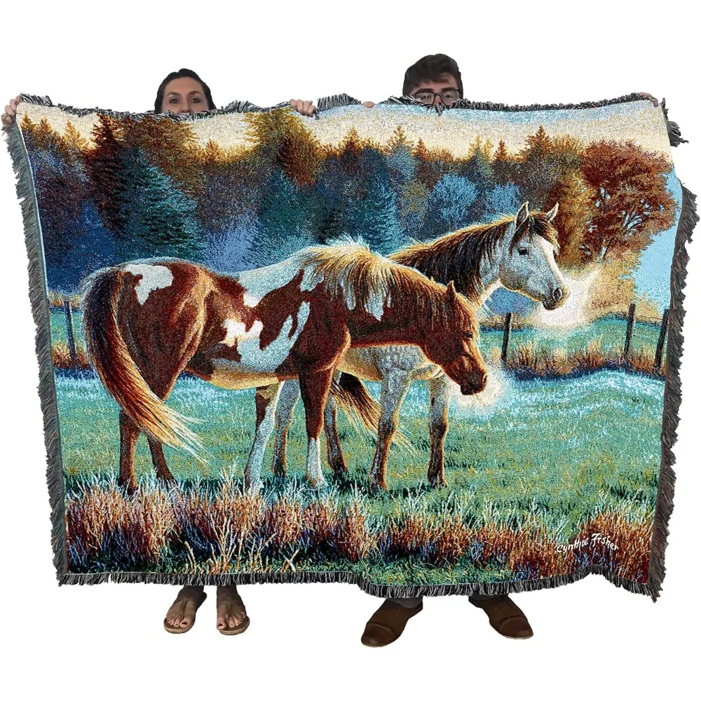 

Equestrian Gift for Horse Lovers - Tapestry Throw Woven from Cotton - Made in The USA (72x54), Tapestry