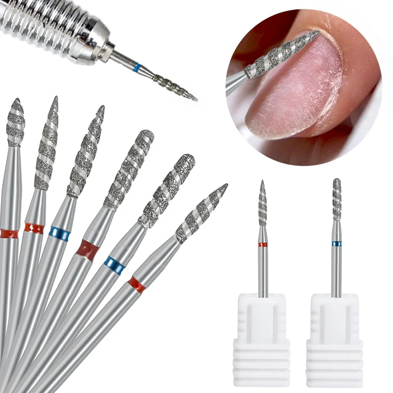 3/1 토네이도 불꽃 다이아몬드 네일 드릴 비트 밀링 커터 페디큐어 다이아몬드 버 전기 광택기 액세서리 네일 아트 도구