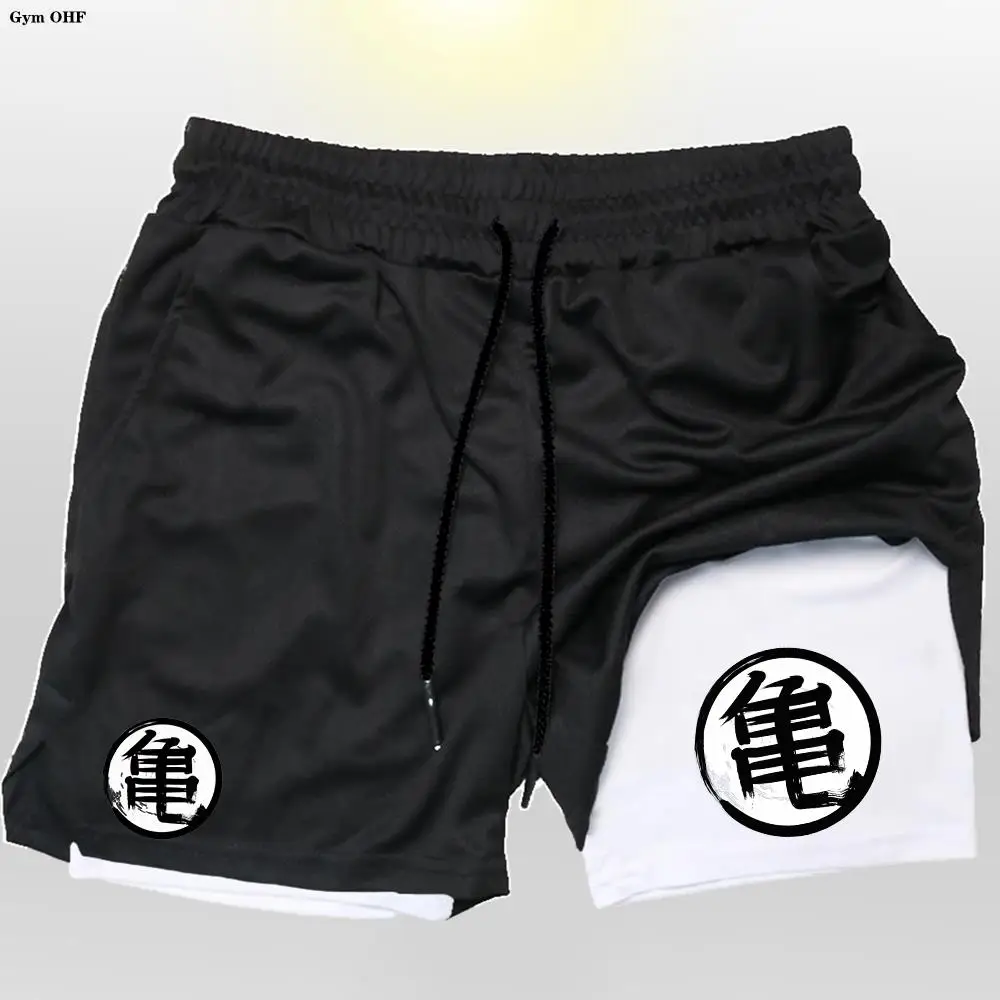 Gym Running Shorts Men Quick Dry Sport Outdoor Training Summer 2 In 1 Men Short Pants Beach Goku Anime Sweatpants Shorts Men