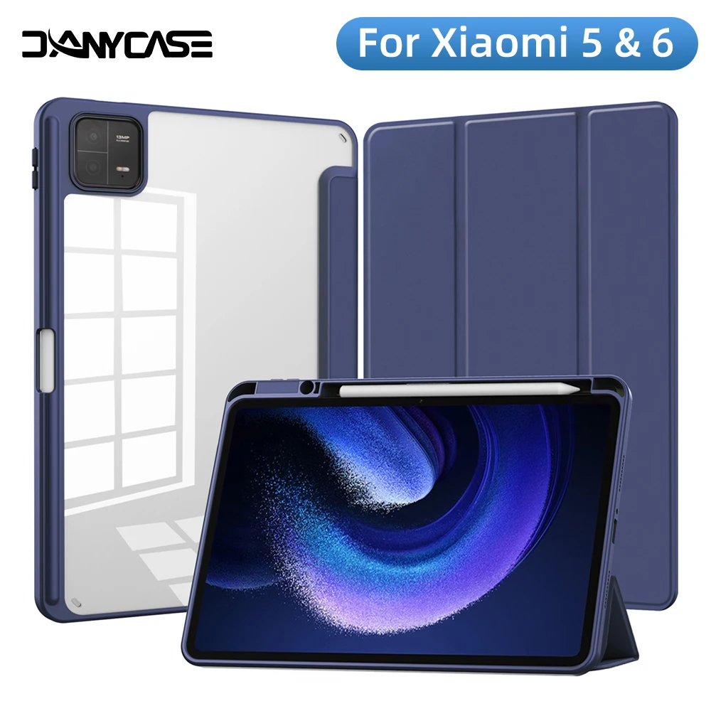 

Case For Xiaomi Pad 6/5 11'' 2023 TPU Protective Cover For MiPad 6/5 Smart Sleep Transparent Case With Stand and Pen Slot funda