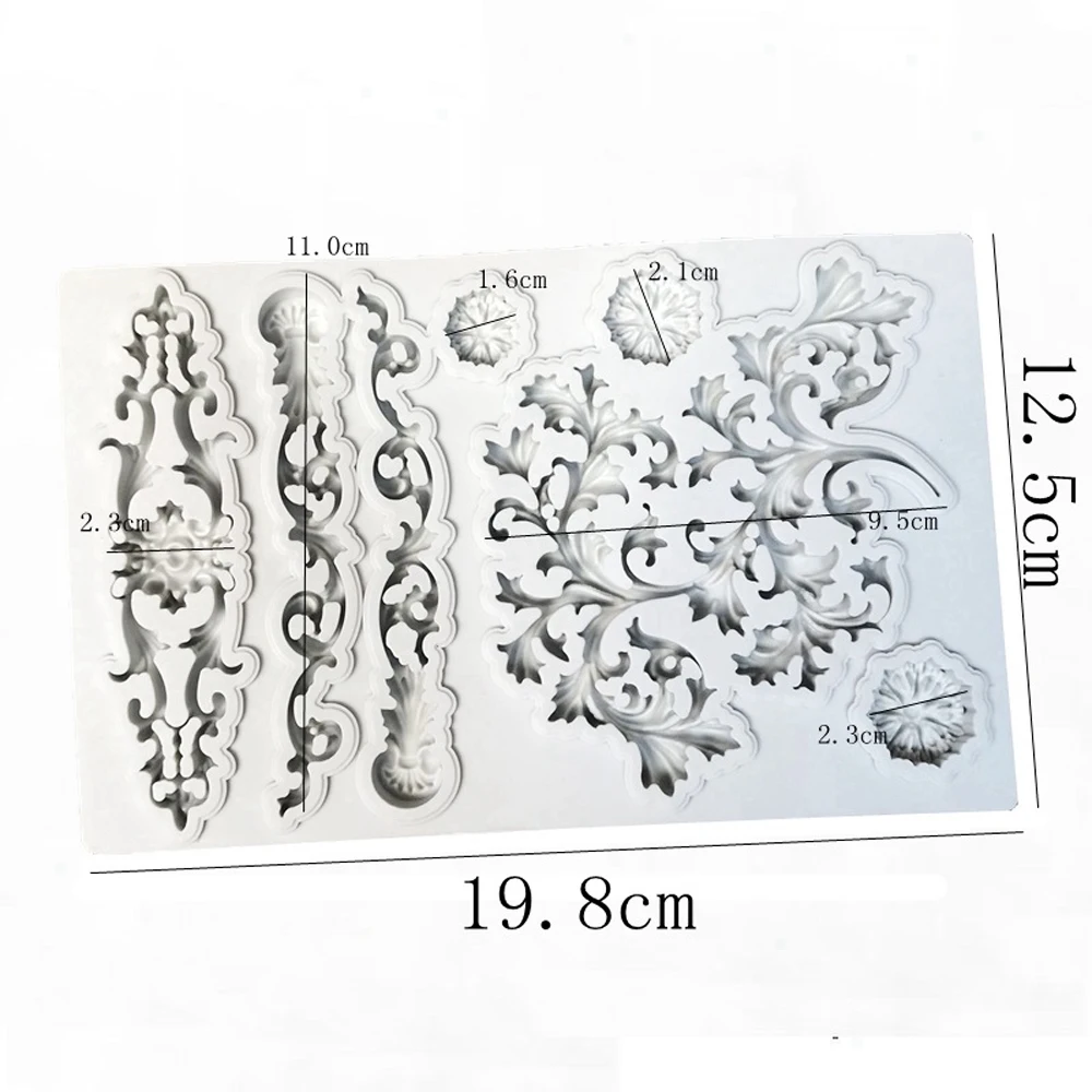 Relief Floral Vine Silicone Fondant Mold Chocolate Decoration Cake Sugarcraft Lace Borders Mould DIY