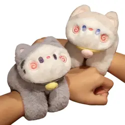 Lovely Animal Cat Slap Snap Wrap Wristband Bracelet Hug Cat Plush Hand Ring Wristband Kids Toys Elegant Birthday Christmas Gift