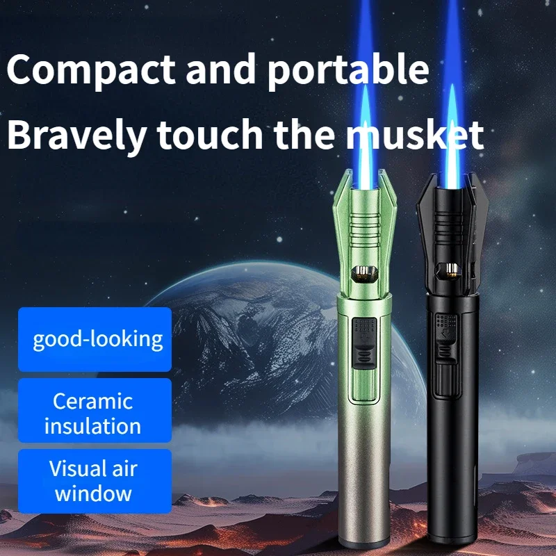 2024 New Pen Style Compact and Slim Airbrush Windproof Lighter with Visible Transom High Quality Direct Flush Inflatable Lighter