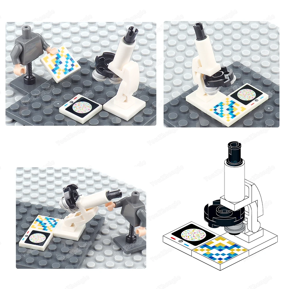 مجهر أحادي العين نماذج مكعبات البناء MOC أرقام أداة بصرية معدات شاشة الفلورسنت مطابقة المشهد الهدايا اللعب