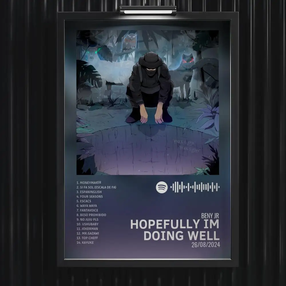 Benys J-Jr Poster Music Hot Album Poster Star Hip Hop Living Room Canvas Painting Art Home Wall