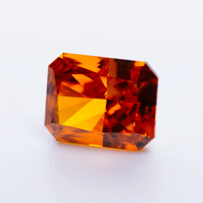 Kubisches Zirkonium, rechteckige Form, Crushed-Ice-Schliff, orange Farbe, 4K-Schliff, 5A-Qualität, synthetischer CZ-Edelstein – Detail 4