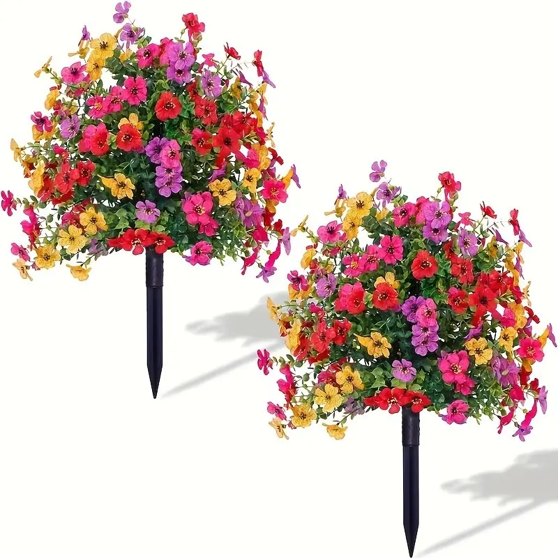 

1PC Outdoor Spring Summer Artificial Plants with Stake UV Resistant Faux Daisy Eucalyptus Decor for Porch Balcony Courtyard