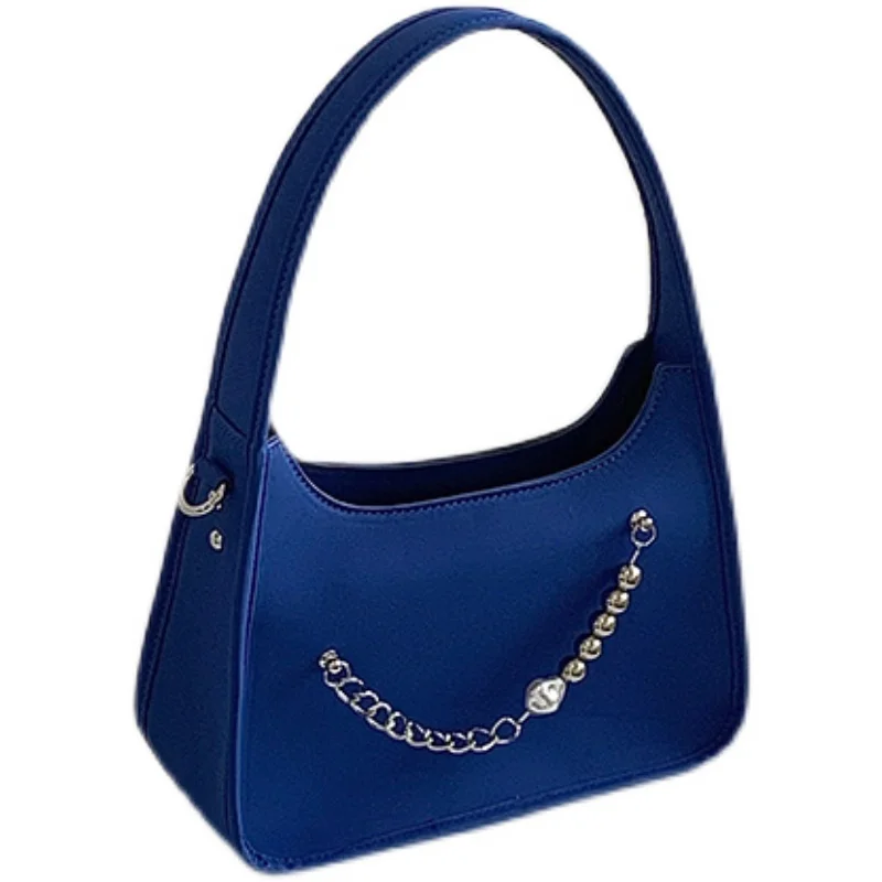 Klein Blue Crossbody Bag 2023 New Women\'s Minimalist Beading Magnetic Buckle Underarm Bag Elegant Temperament Commuting Handbag