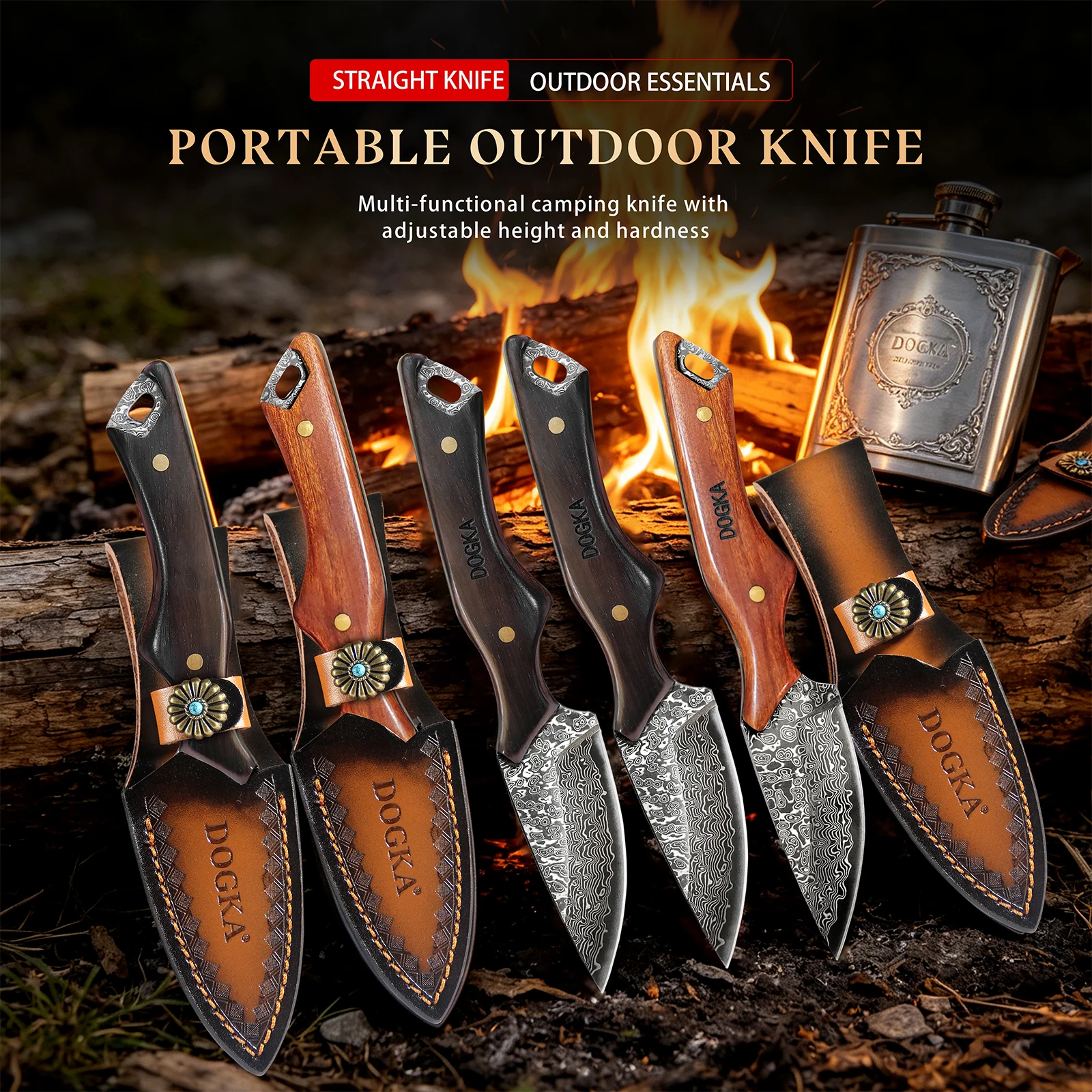 Camping Knife Multi-Tool - Pisau Lipat Pola Damaskus Alat Utilitas